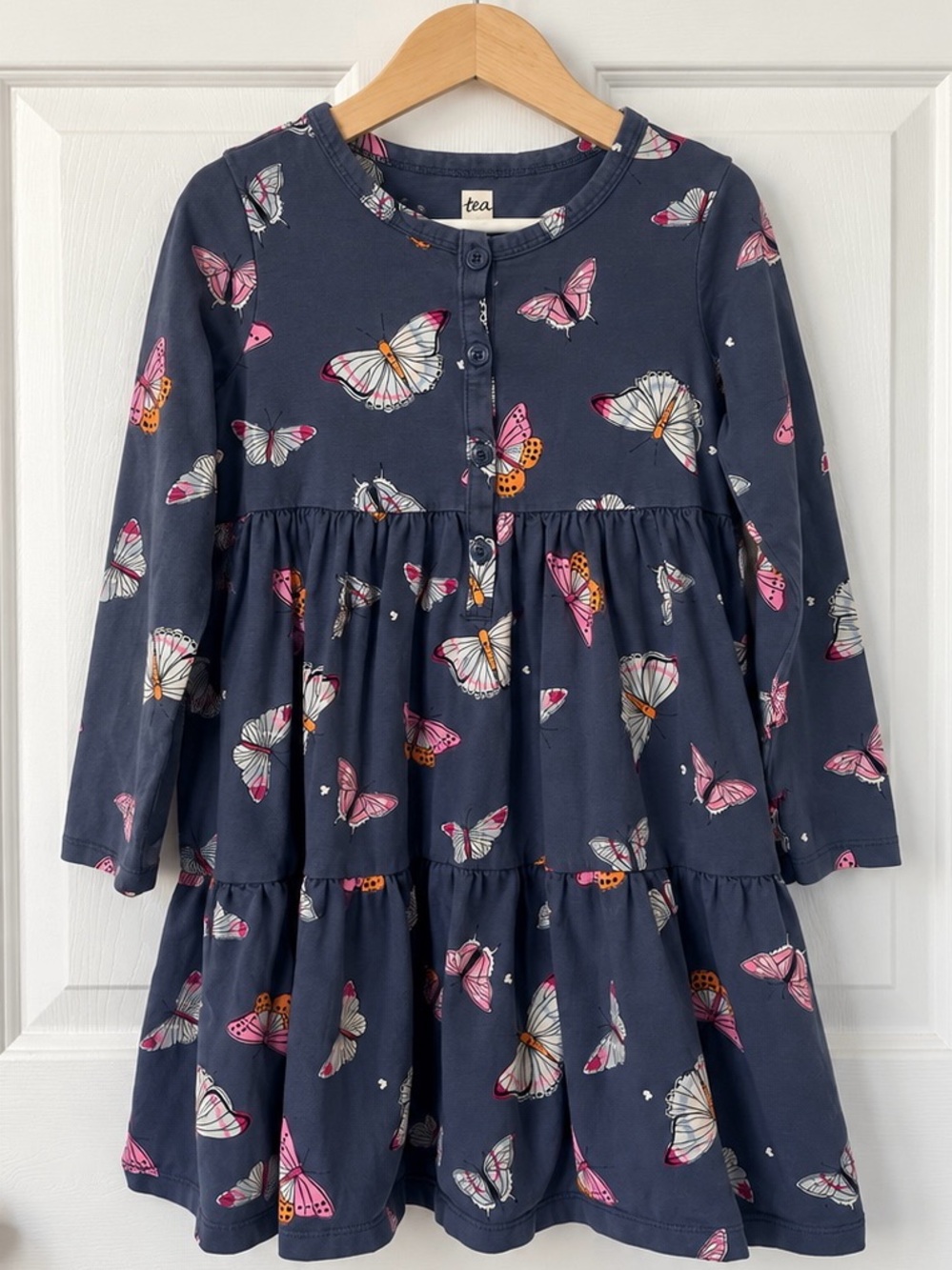 Tea Collection Butterfly Print Tiered Dress – Girls Size 6